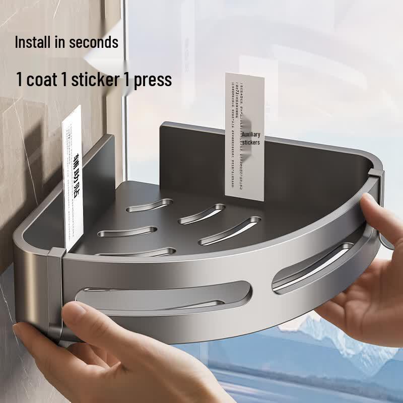 Punch-Free Bathroom Corner Storage Shelf