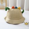 Cappello a secchiello 3D con cartone animato di dinosauro per bambini, cotone spazzolato, unisex, cappello da sole per bambini per primavera e autunno