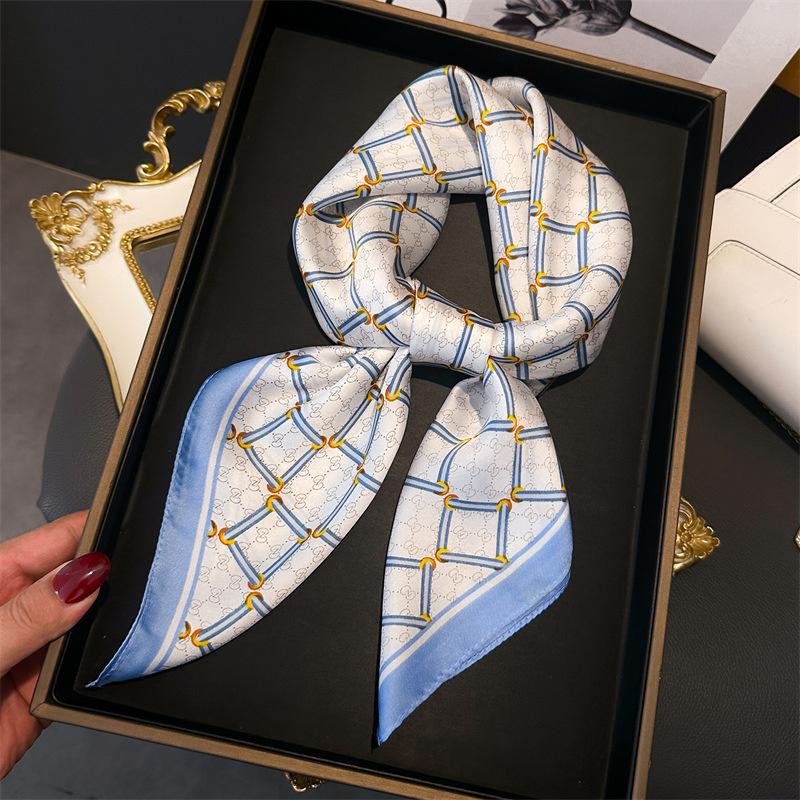 Floral Print New Fashion Luxury Brand Silk Square Scarf Women Satin Shawls Neckerchief Casual Scarves Bandana Hair Hjiab Foulard