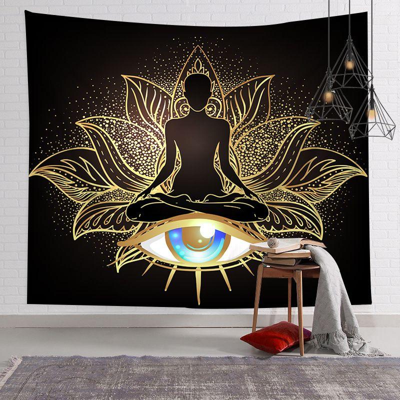 Chakra Yoga Meditation Tapestry, Spiritual Lotus Mandala Wall Hanging, Boho Aesthetic Decor for Dorm Bedroom Yoga Studio