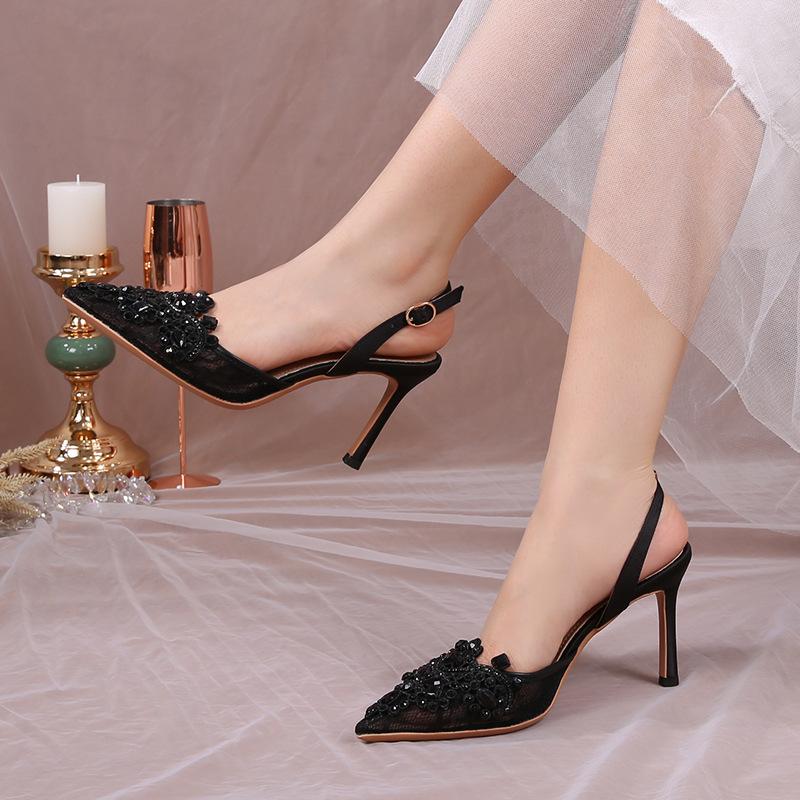 

2025 Белые Свадебные Туфли Туфли Подружки Невесты Женские Кружевные Туфли Модные Высокие Каблуки Жемчужные Туфли-Лодочки 42