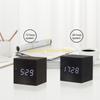 F26C Wood Cube Voice Control  Led Alarm Clock Decorative Clock Ornaments Art Crafts Supplies for Home Bedroom Dormitory
