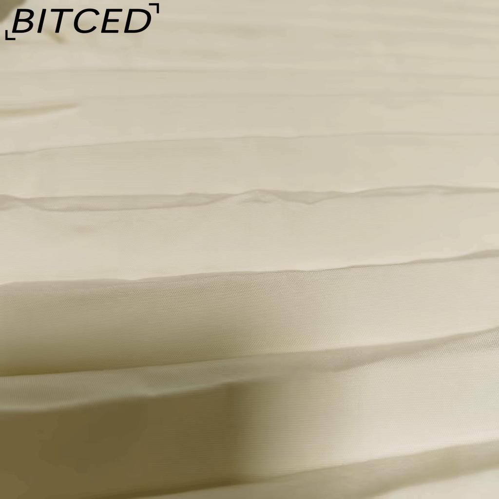 BITCED Herbst Damen Elegantes Mode O-Ausschnitt Ärmelloses Plissee Maxikleid