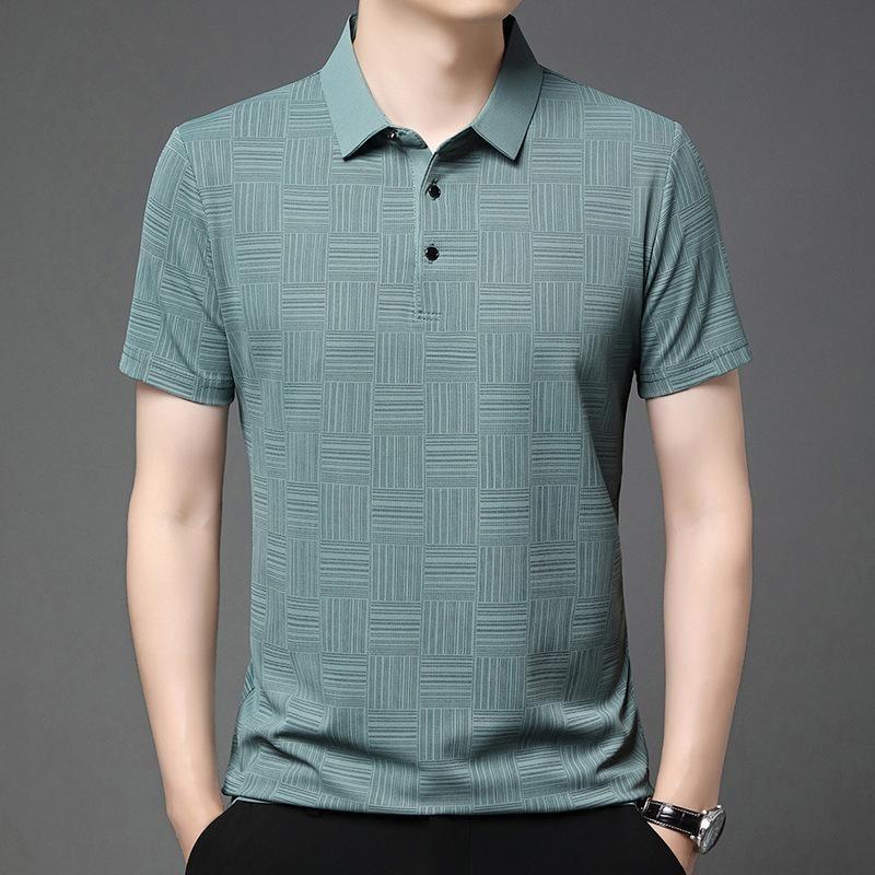 

Men s Printed Business Casual Short-sleeved POLO Shirt Fashion Short-sleeved Comfortable Breathable Top XXXXL зелений