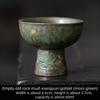 Luxury Ceramic Teacup Old Rock Mud Bronze Glaze Silver Gilding Unique Chinese Tea Cup High Foot Design Home Decor Tea Set