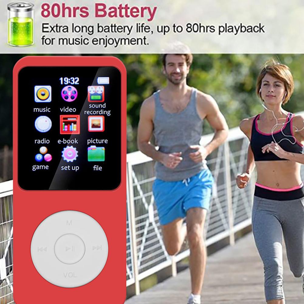 1.8 inch Screen MP3 Player Bluetooth-Compatible 5.4 MP3 Music Player Built-in Speakers Voice Recorder FM Radio E-Book Reading