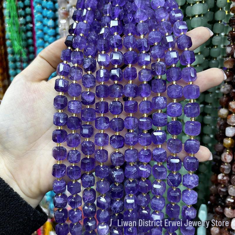 Urugwajskie lawendowe ametystowe okrągłe koraliki - naturalne kamienne akcesoria do biżuterii DIY