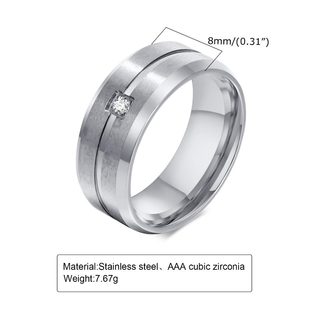 Men's Titanium Steel Single Zircon Ring Stainless Steel Stylish Index Finger Jewelry