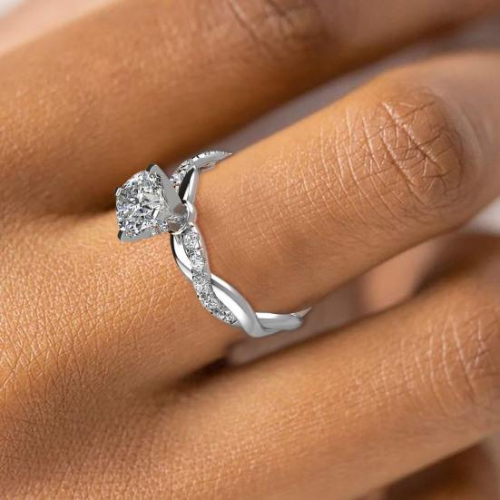 Damen Exquisiter Romantischer Strass Verdrehter Verlobungsring Schmuck Accessoire