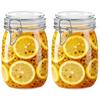 Handunyou 1000ml Round Glass Pickle & Storage Jars (2-Pack) with Wooden Spoons