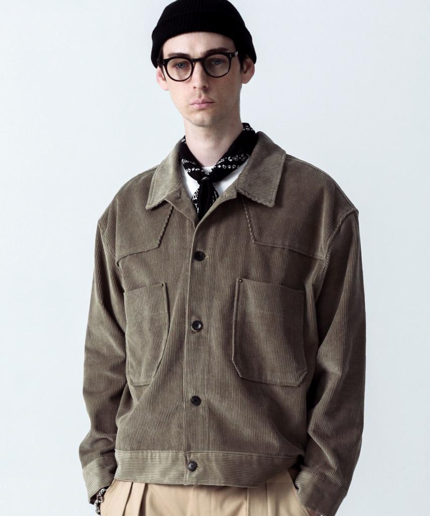 Stage Name Western Corduroy Oversized Trucker Jacket_Dust Brown