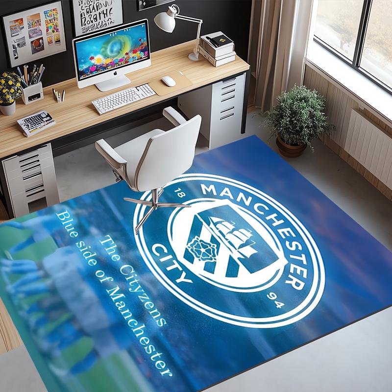 Manchester City FC Pattern Rug, Indoor/Outdoor Mat, for Picnic, Gameroom, Bedroom, Office, Living Room, Home Decor Carpet, Birthday Gift