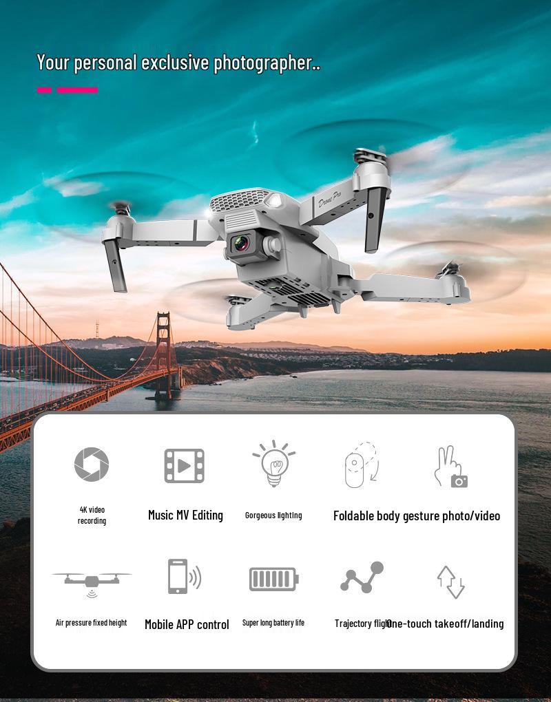 E88PRO 4K Drone with Dual Cameras, Obstacle Avoidance, Fixed Height & Folding Remote Control