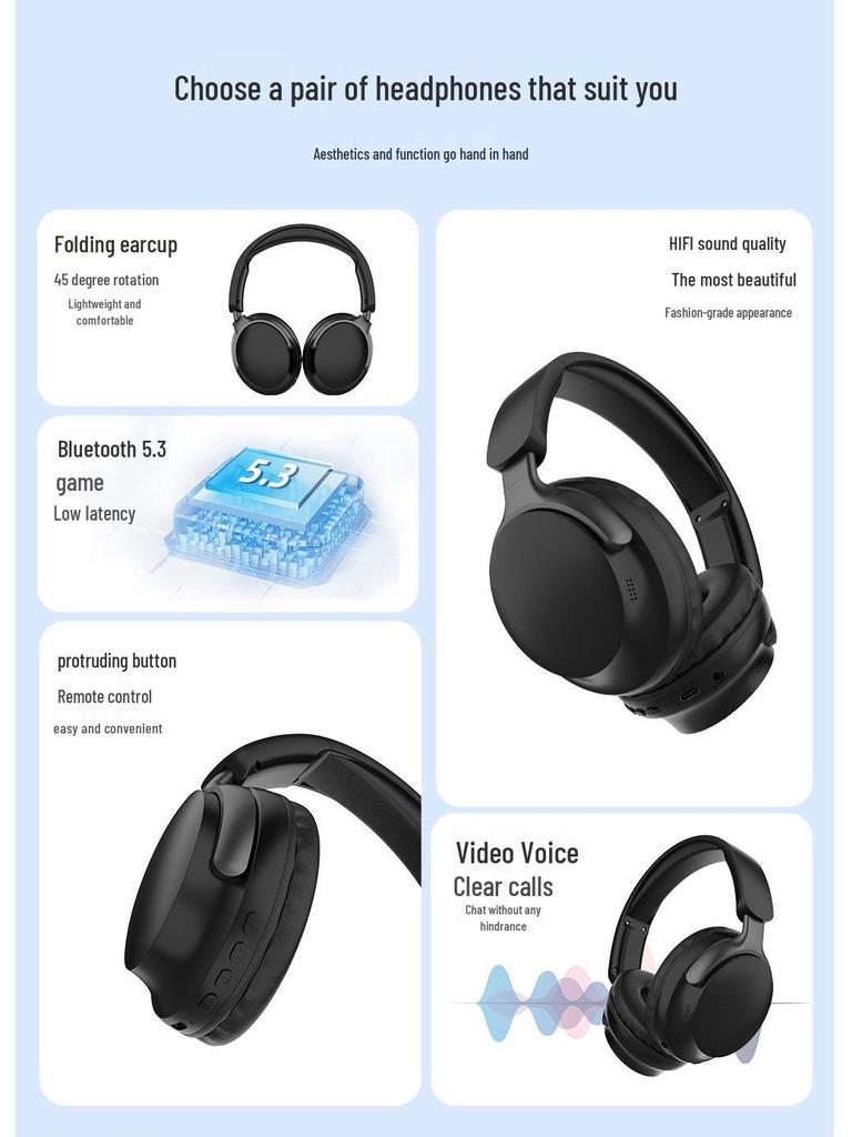 Foldable Bluetooth Over-Ear Headphones: Wired/Wireless, Dual Mode, 20-Hour Battery, Spatial Audio
