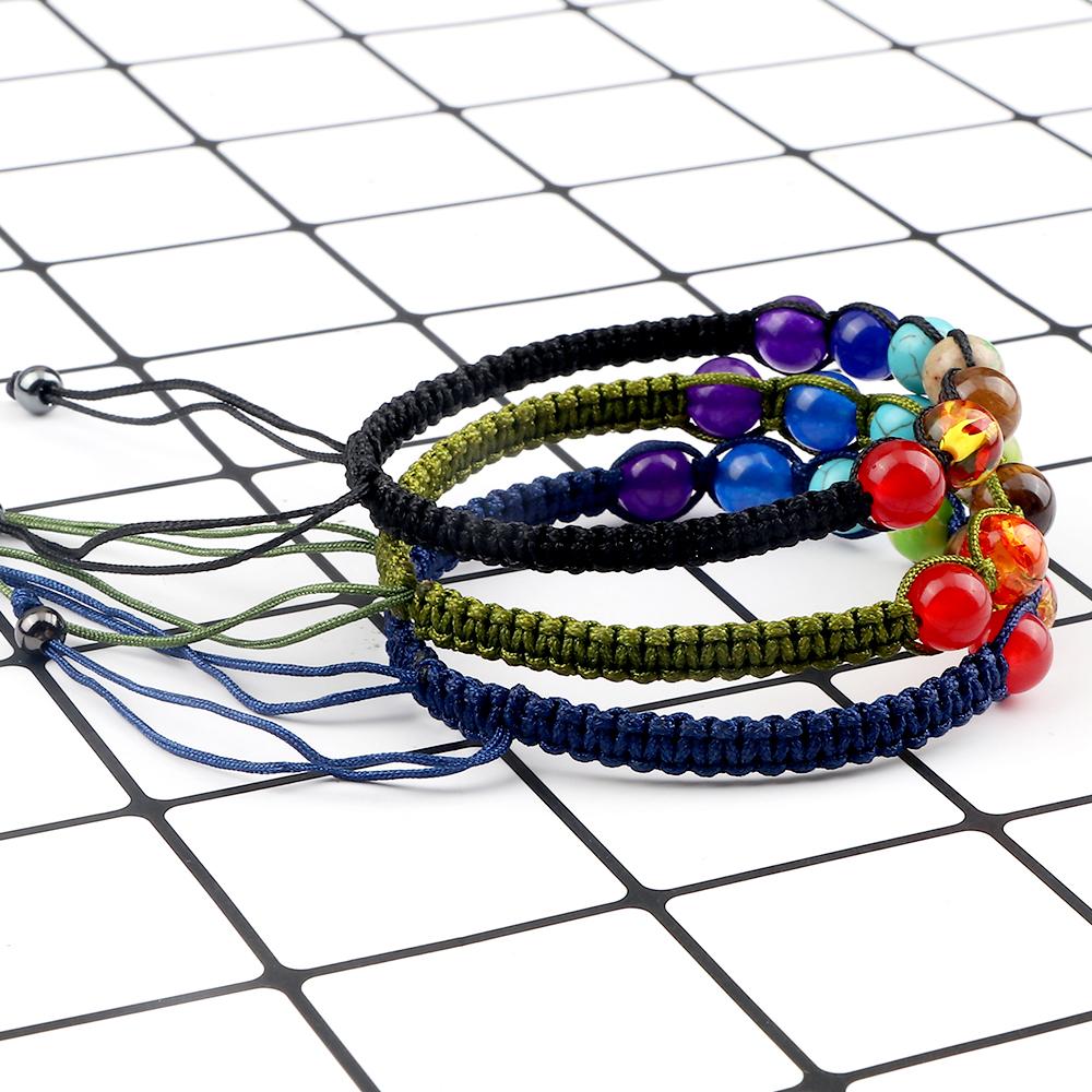 Handmade 7 Chakra Bracelet Natural Stone Braided Rope Yoga Reiki Healing Balance Bracelets & Bangles Meditation Gift