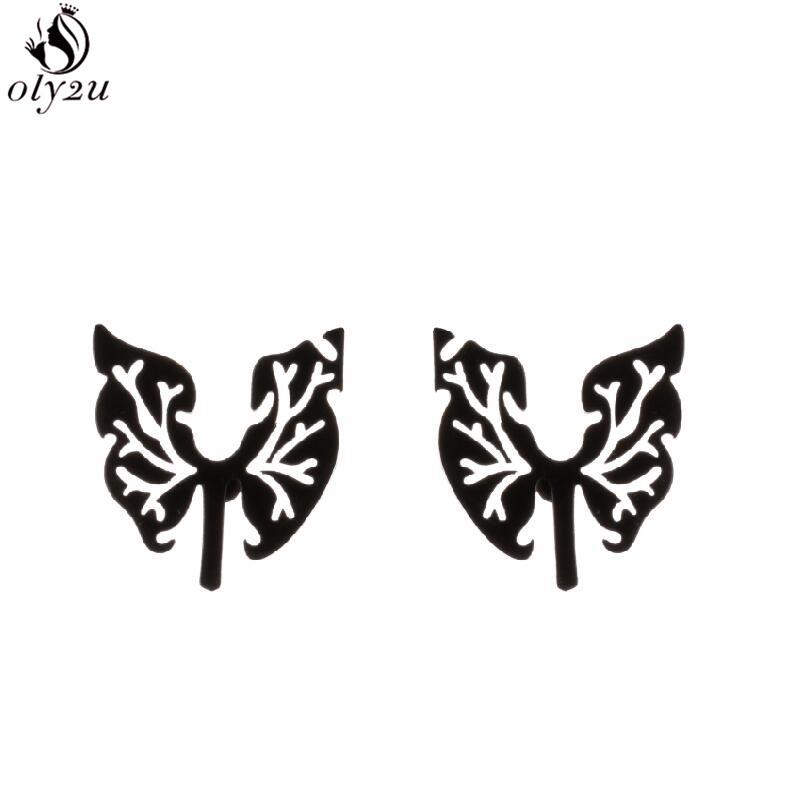 Stainless Steel Bat Stud Earrings for Women Men Punk Halloween Party Gift Goth Skull Spider Web Earings Cosplay Piercing Jewelry