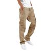 Men's Straight Casual Multi-Pocket Overalls for Spring and Autumn with Drawstring.