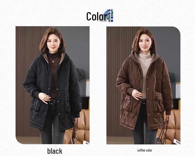 Women's Plus Size Winter Fleece-Lined Cotton Jacket 2024 - Middle-Aged & Elderly Casual Warm Coat