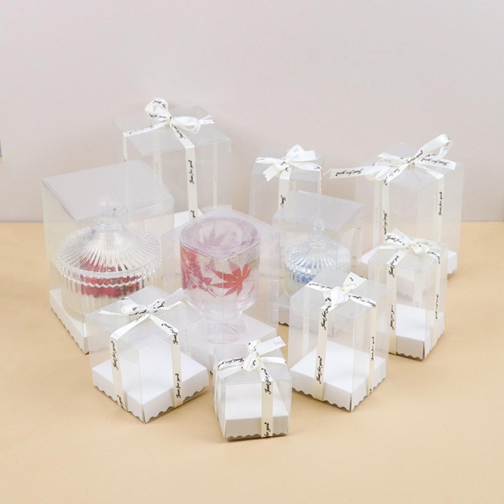 5pcs Clear Party Favor Boxes Clear Treat Boxes with Inserts and Ribbon Favors Boxes Wedding Shower Favor Boxes Packaging Boxes Gift Box