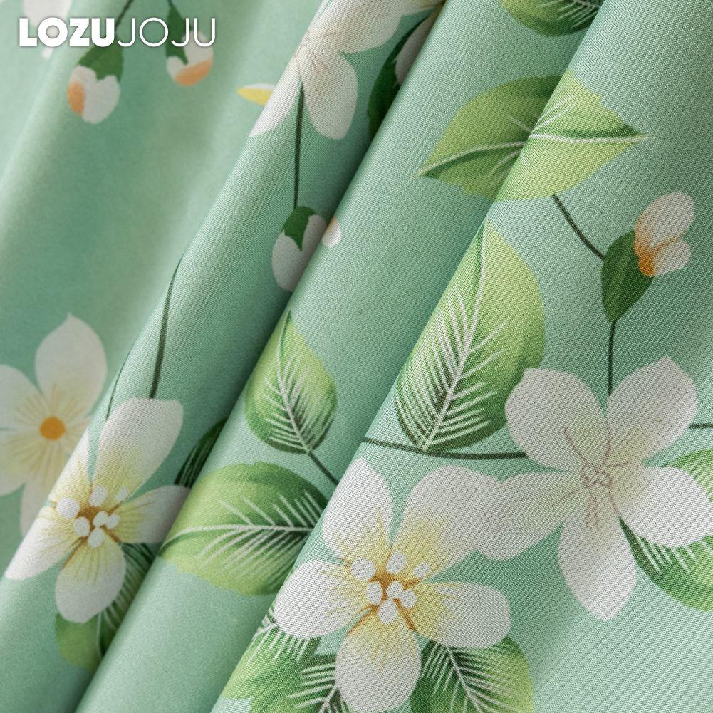 1PC LOZUJOJU Rural Style Summer Green Flower Printed Curtainsh Full Blackout Curtains for Bedroom Living Room Balcony Window for Home Decor