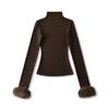 Women's Long-Sleeve Base Layer with Removable Fur Cuffs and Half-High Collar