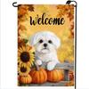 Welcome Fall Garden Ag 12x18 Double Sided, Burlap Autumn Maltese Dog Pumpkin Garden Ags Fall Decorations for Outside Hom KZA