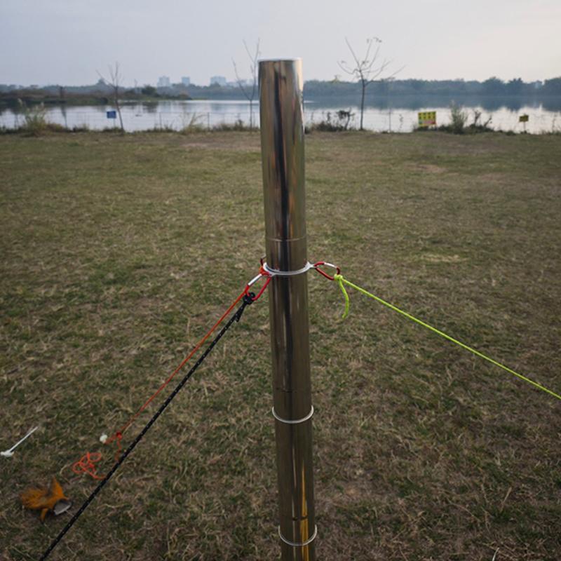 Outdoor Camping Wood Stove Chimney Wind Rope Metal Ring Pipe Support Brace Bracket Universal Windproof Fixing Mount