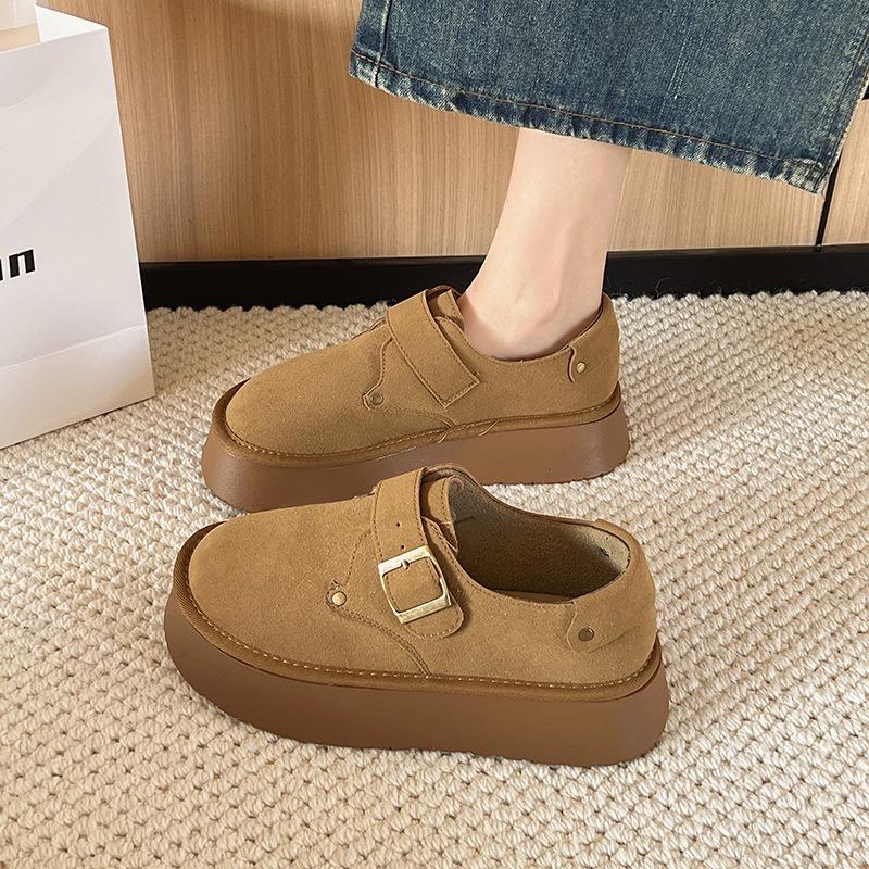 Retro thick-soled women wear new versatile muffin shoes in spring and autumn