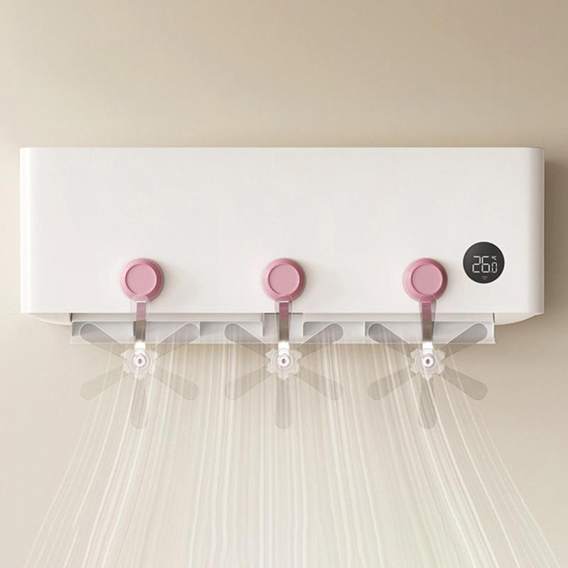 3Pcs Wall Mounted Conditioning Guide Fan Plastic Adjustable Suction Cup Air Conditioning Ventilator Windmill Shaped