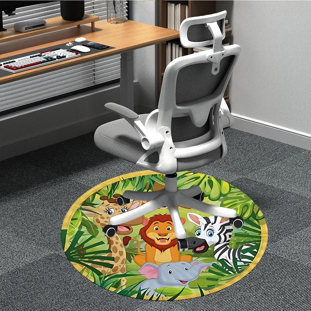 

1pc Jungle Animals Chair Carpet for Office, Non-slip, Soft and Durable Rug, Perfect for Office, Living Room yy251103176 80cm by 80cm