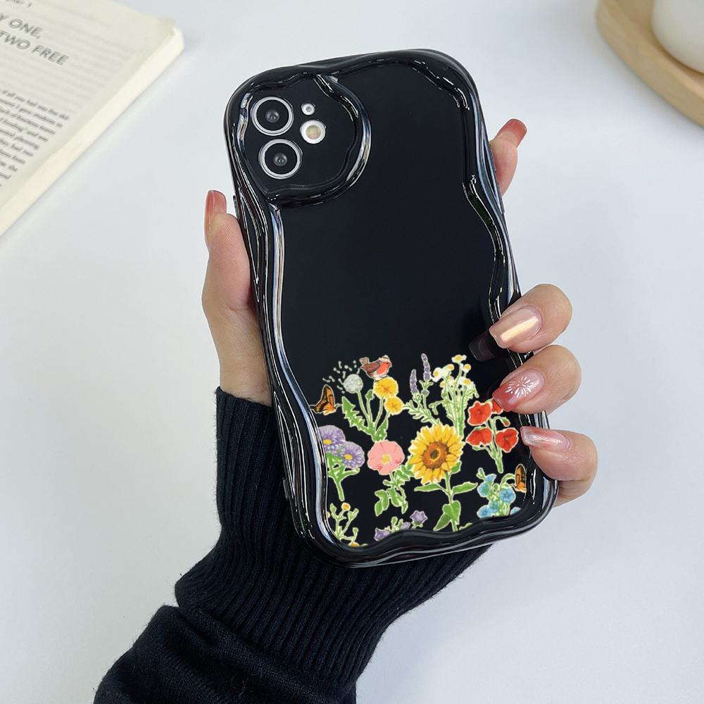 N75 Мягкие волнистые чехлы для телефонов с бабочками и цветами для Samsung A54 A34 A13 — фото 13