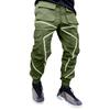 Pantaloni Cargo pentru Bărbați cu Manșetă la Gleznă, Patchwork Reflectorizant, Buzunare Multiple, Croială Dreaptă Largă, Casual, Pantaloni pentru Activități în Aer Liber, Sport, Jogging, Camping