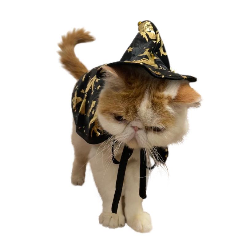 Haustier Halloween Kostüme Hunde Katzen Halloween Hexe Haustierkostüm Umhang Hut Halloween Vampir Umhang Zauberer Katze Cosplay Kleidung Bekleidung
