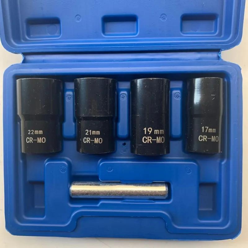 Drive Impact Bolt Nut Removal Extractor Socket Tool Set 17mm 19mm 21mm 22mm Twist Socket Set Lug Nut Remover Extractor Home Tool