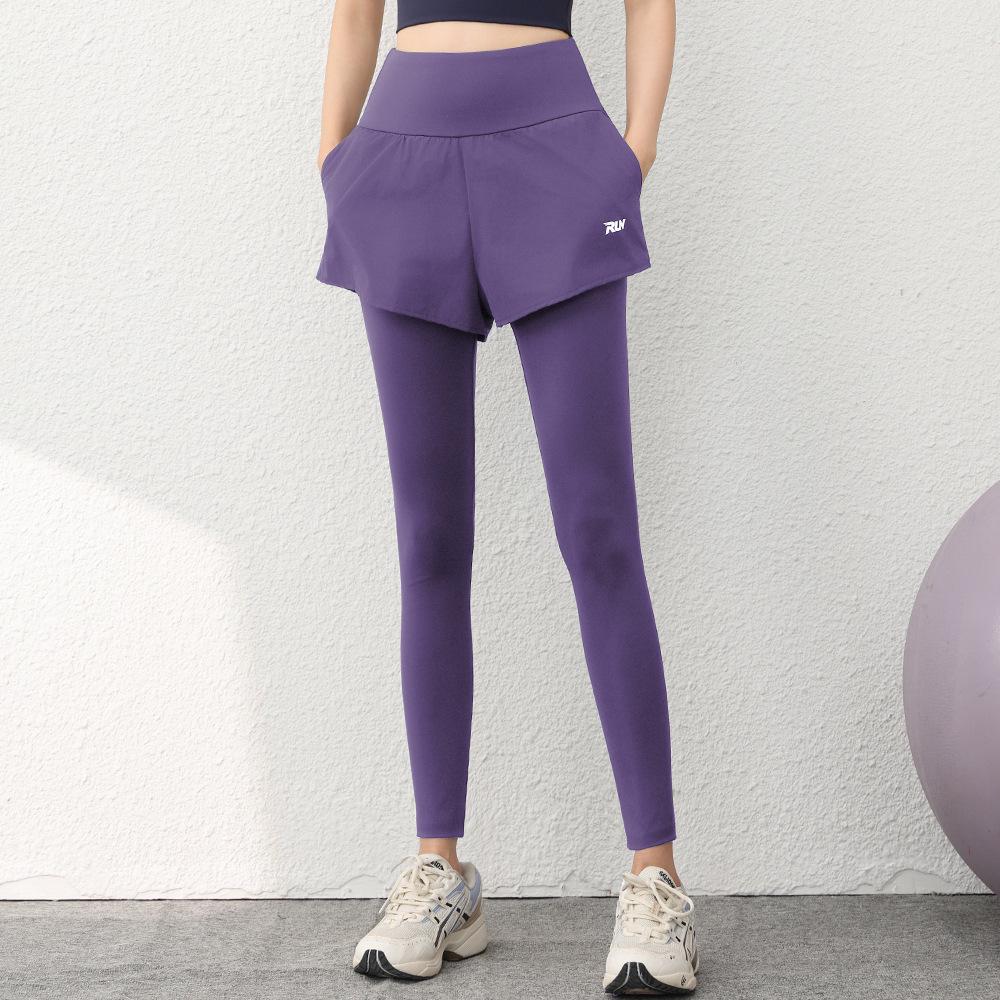 Women's High-Waisted Quick-Dry Two-Piece Yoga Pants: Anti-Exposure, Stretchy & Outdoor-Friendly Fitness Leggings