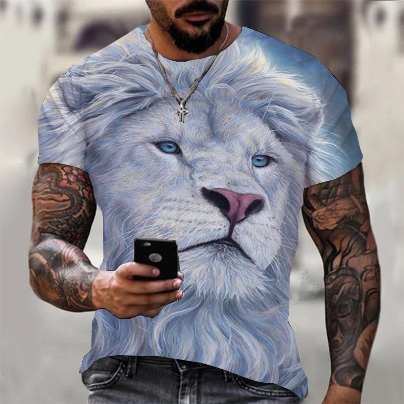 Men's T Shirt 3D Digital tiger Print Short Sleeve T-Shirts Comfy Casual Elastic Crew Neck Men Outdoor Activities Top