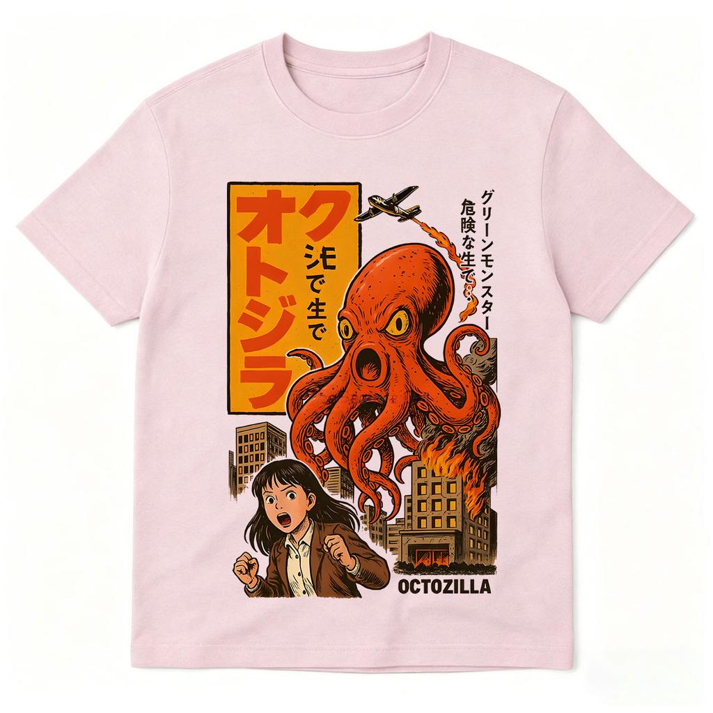 Octozilla Dotonbori Drunken Octopus Funny Horror T Shirts Men's Women Cotton Short Sleeve T-Shirts Streetwear