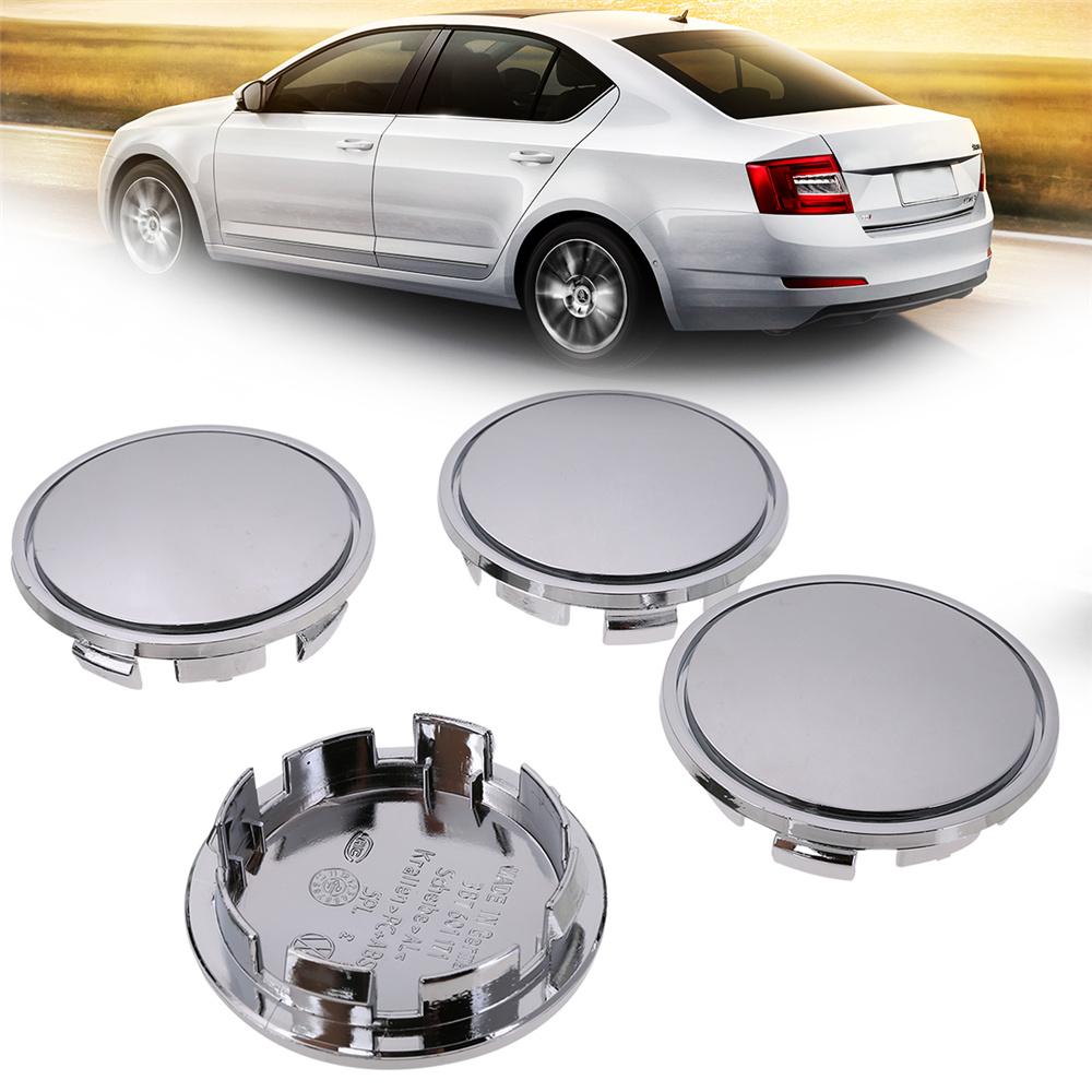 Set of 4 Universal 65mm Chrome Car Wheel Center Caps Tyre Rim Hub Cap Cover