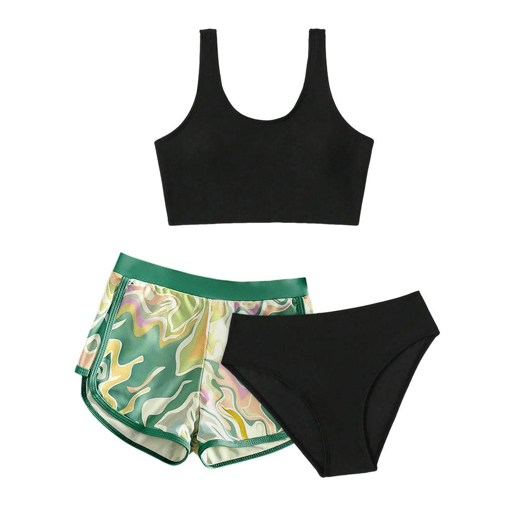 Summer Girls' Swimsuit Three-piece Split Swim Shorts Children's Printed Split Fashion Swimsuit