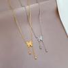 Butterfly Tassel Minimalist Furnace Real Gold Necklace Female Collarbone Chain Accessories