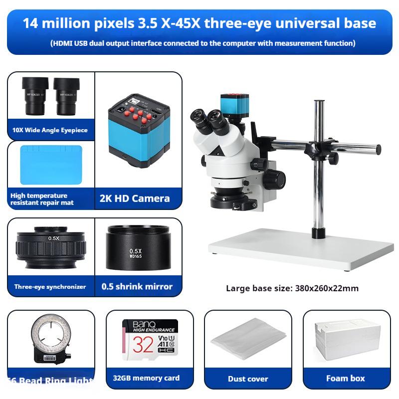 Dual Lens 7-45X Continuous Zoom Microscope for Mobile Phone Maintenance, Circuit Board Soldering
