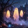 Glowing Halloween Scene Accessories 3Pcs Lighted Hanging Ghost Decorations,Glowing Warm LED Floating Ghosts, Swinging Creepy Yard Decorations