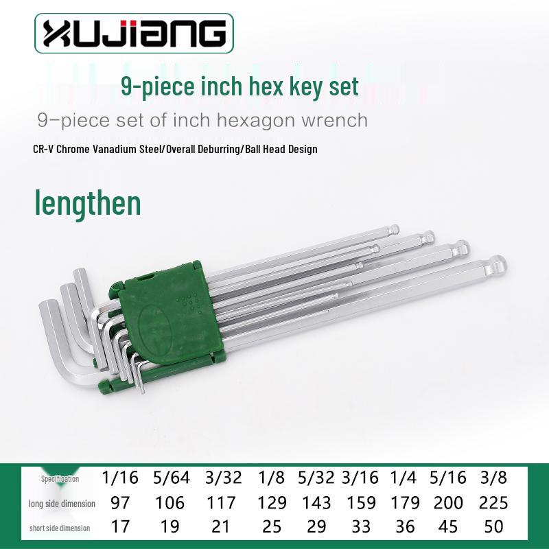 Irregular Hex Wrench Set: 1/16, 5/64, 3/32, 1/8, 5/32, 1/4, 5/16, 3/8 Inch