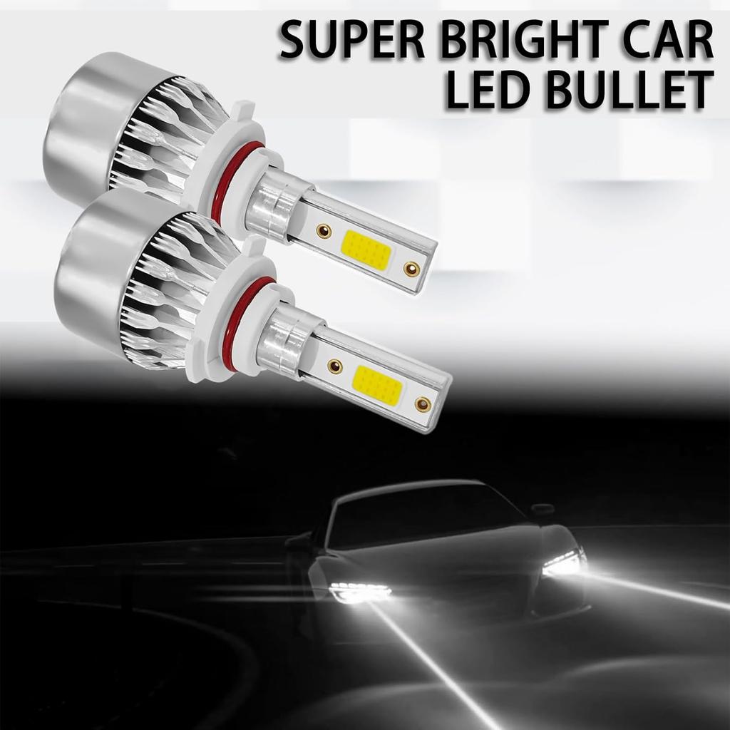 2 PCS 9005/HB3 Car LED Light Replacement, 3800LM 6000K Super Bright Waterproof C6 Fog Lighting Bulb, Plug & Play Led Headlights High And Low Beam Car