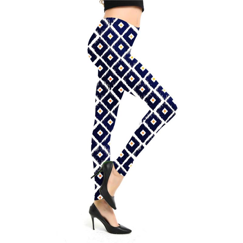 Fashion Geometric Striped Plaid Printed Leggings Stretch Pants Leggings High Waist Elasticity Pants Soft Trousers for Women Tights Fitness Yoga Pants