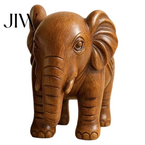 Realistic Imitation Rosewood Carving Elephant Figurine Ornament, Resin Wood Grain Statue, Auspicious Symbol of Harmony Animal Sculpture