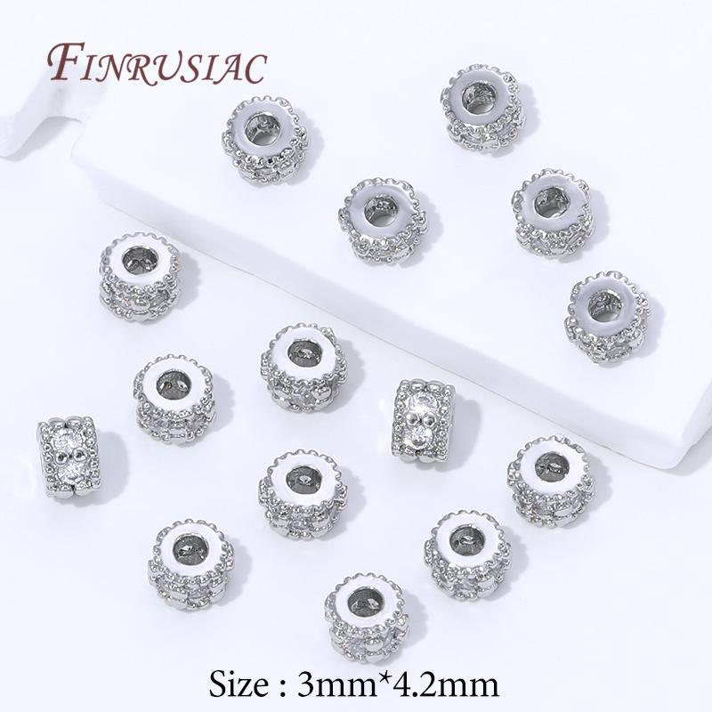 5/10Pcs 18K Gold Plated Spacer Beads For Jewelry Making,Zircon Round Beads Separators,Necklaces Bead DIY Jewelry Accessories