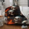 1pc Skulls Flames Lightweight Flannel Blanket, Comfortable and Warm Blanket, for Office and Camping Sofa Bed, Livingroom189