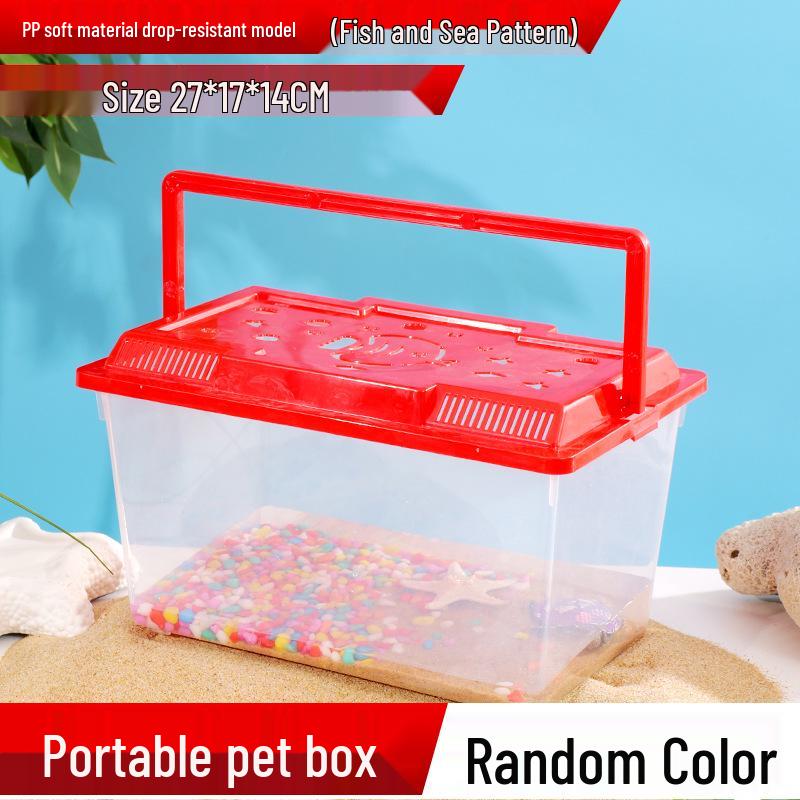 Children's Portable Transparent Pet Transport Box: Small to Large Fish/Turtle Tank
