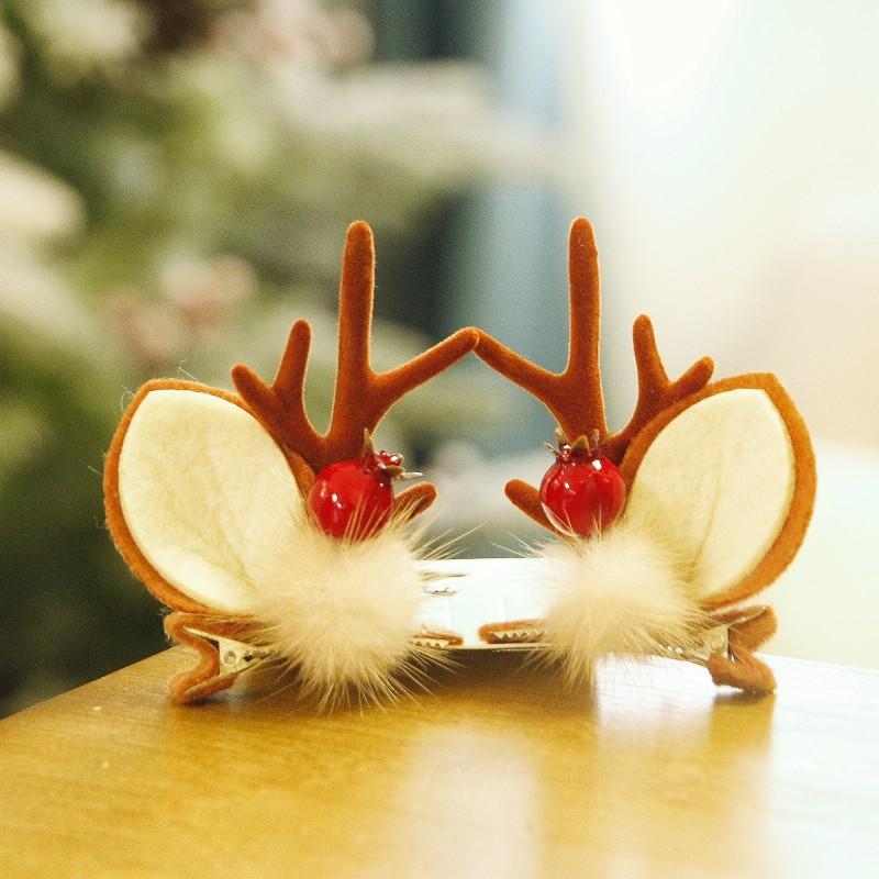 Christmas Reindeer Antler Hair Clips, Festive Deer Horn Headwear for Holiday Parties